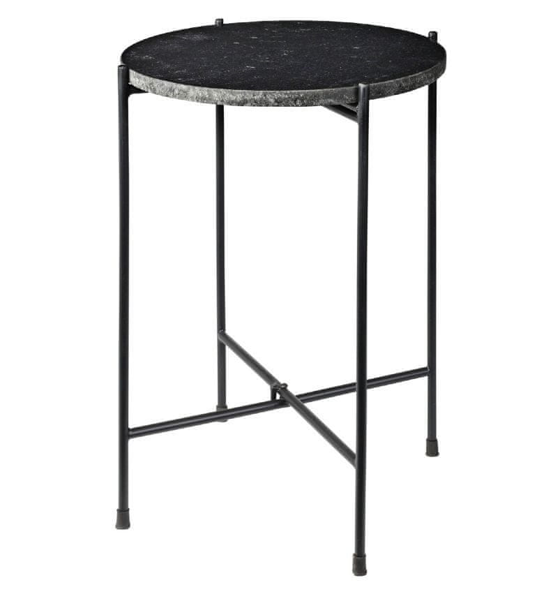 HOMESTYLING Odkladací stolík mramorový čierny 35x46 cm